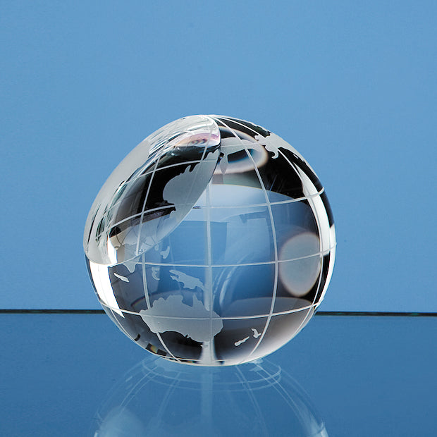 Engraved Crystal Globe Paperweight