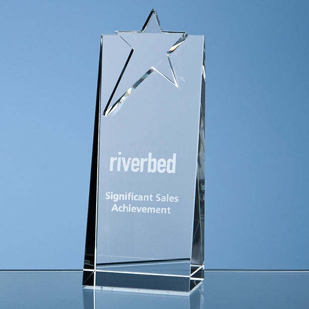 Engraved Crystal Star Rectangle Award