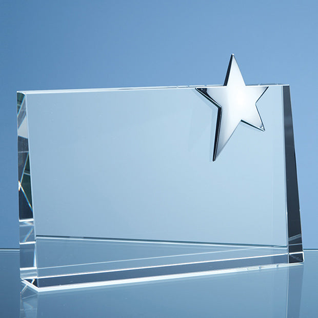 Crystal Horizontal Rectangle with Silver Star Award