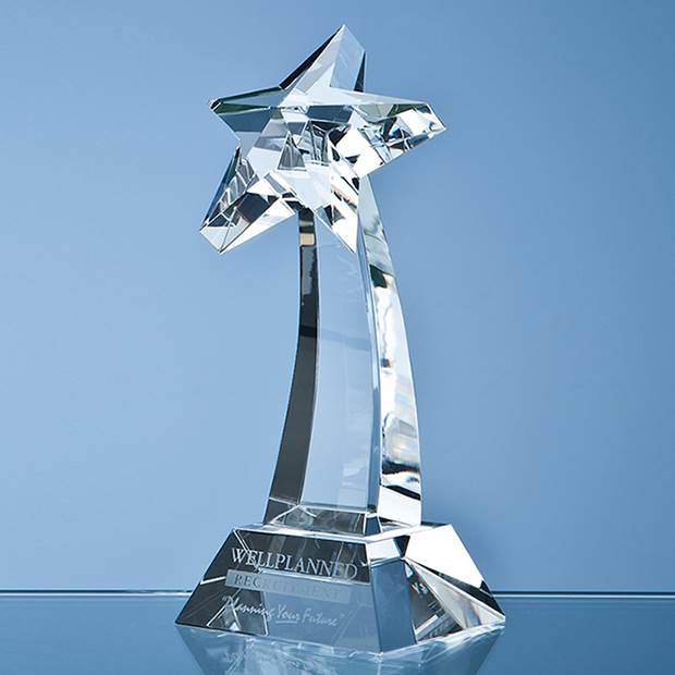Engraved Crystal Mounted Shooting Star Award