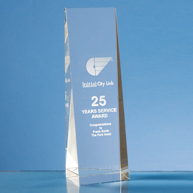 Engraved Crystal Wedge Rectangle Award