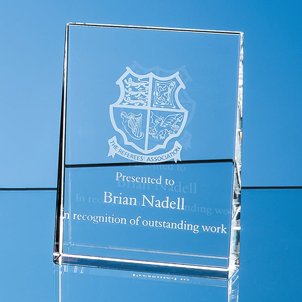 Engraved Crystal Vertical Wedge Award