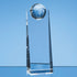 Engraved Crystal Globe Rectangle Award