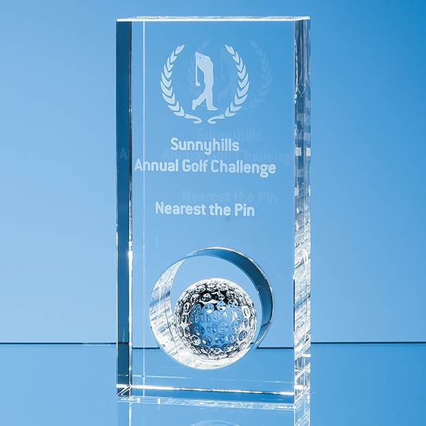 Engraved Crystal Golf Ball in the Hole Award