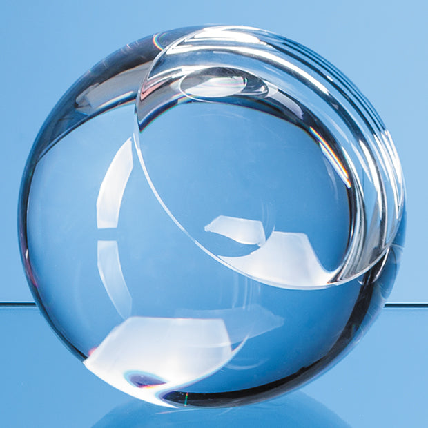 Crystal Sliced Ball Paperweight with Flat Front