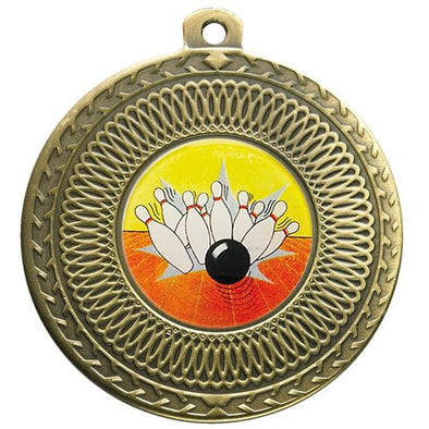 Ten Pin Bowling Bronze Swirl 50mm Medal