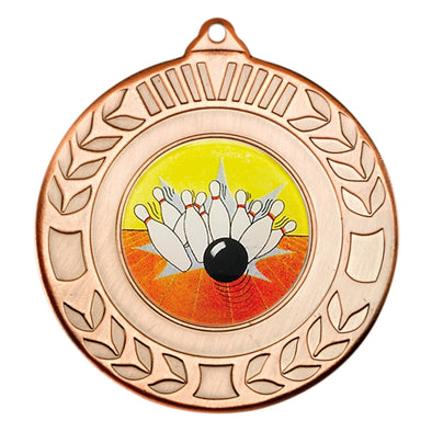 Ten Pin Bowling Bronze Laurel 50mm Medal