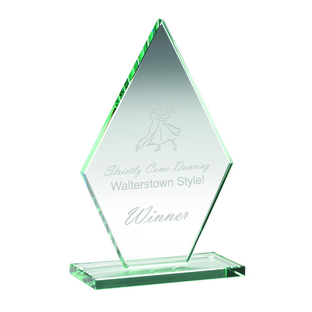 Personalised Jade Glass Award - Tall Diamond Plaque