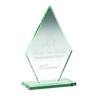 Personalised Jade Glass Tall Diamond Plaque Award (10mm Thick) - 8in