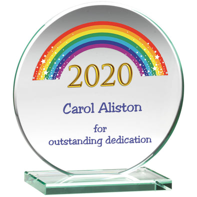 Personalised Jade Glass Round Plaque Award (10mm Thick) - 4.25in