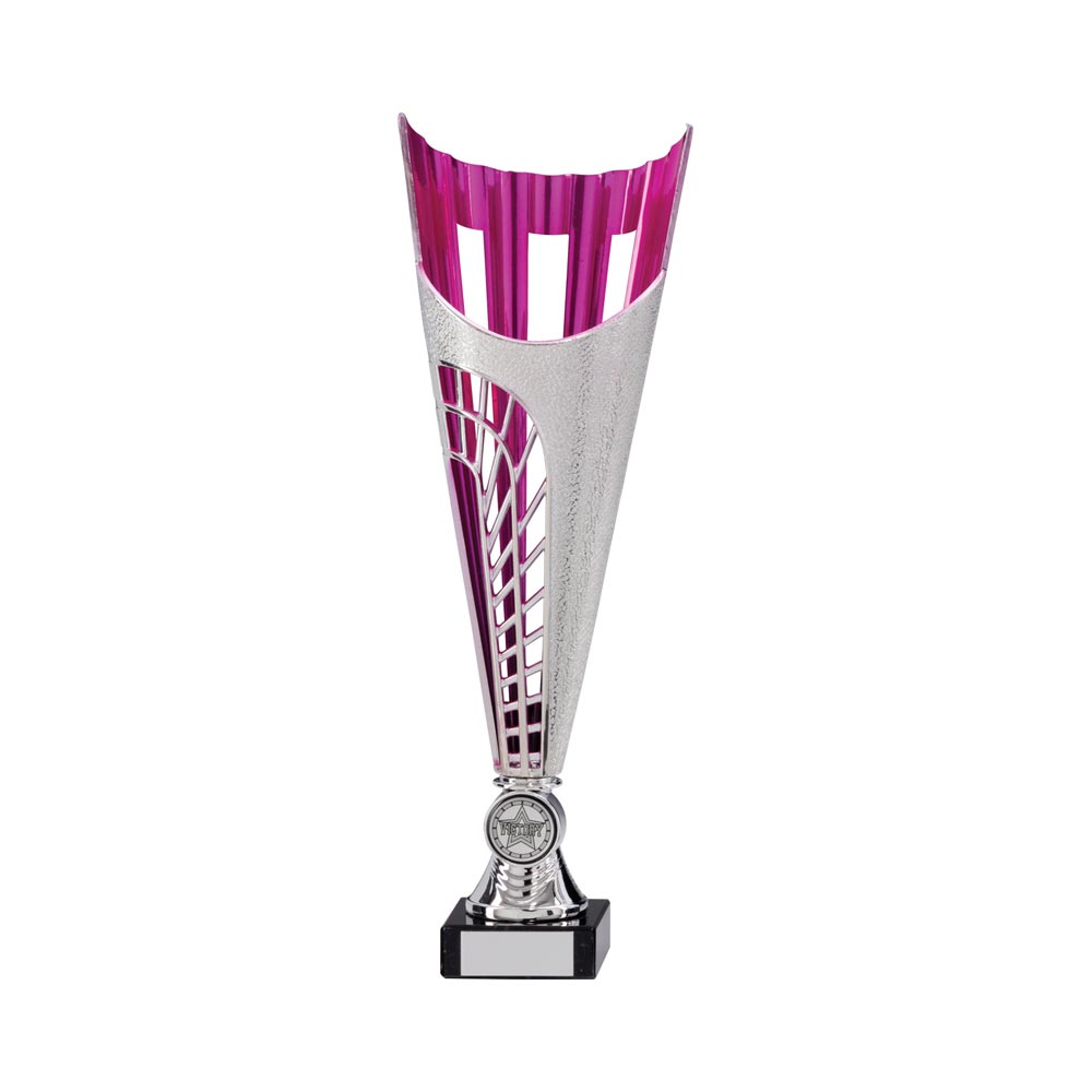Garrison Plastic Laser Cut Trophy Cup - Silver & Pink
