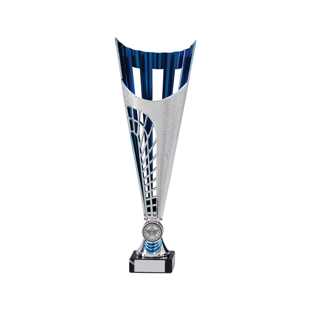 Garrison Plastic Laser Cut Trophy Cup - Silver & Blue