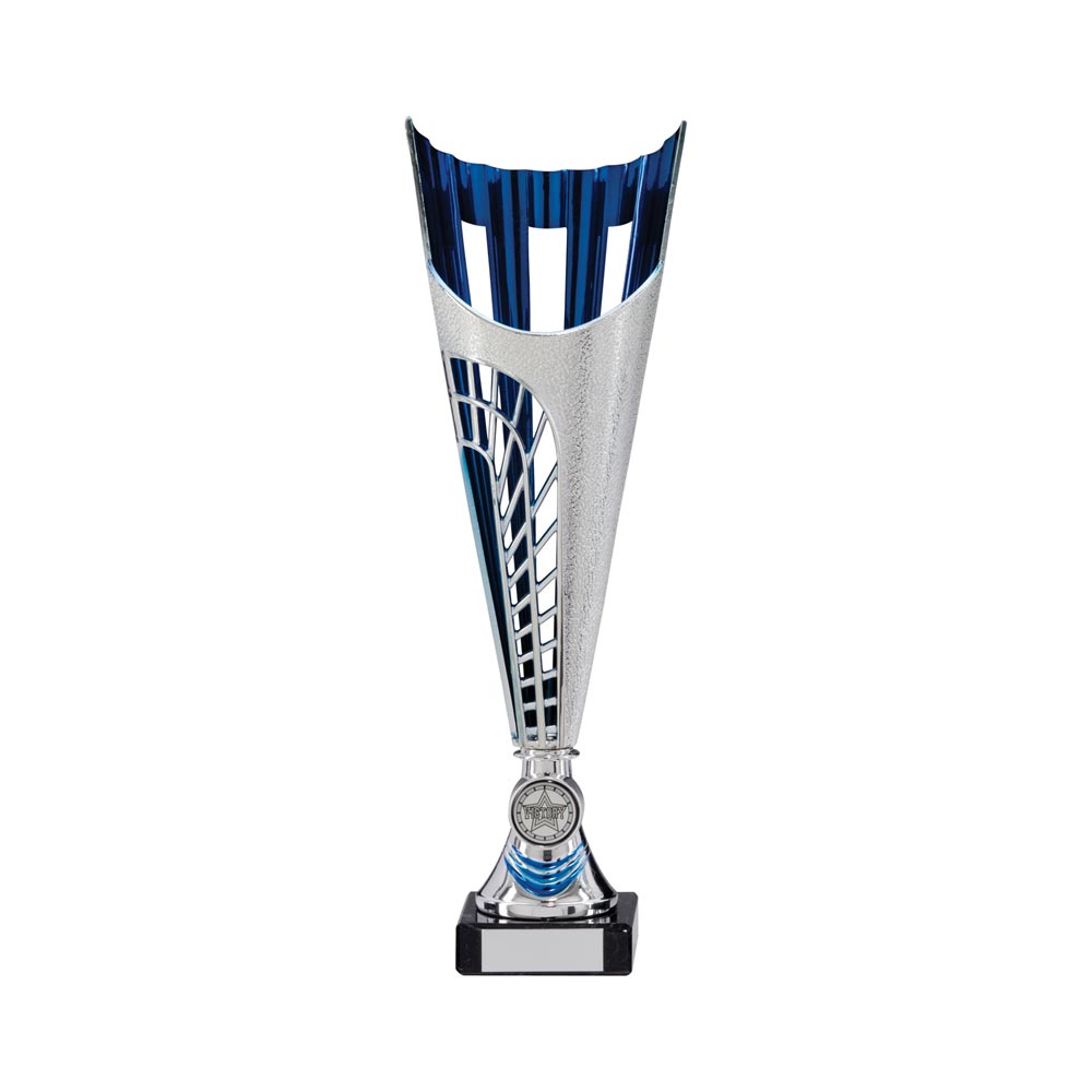 Garrison Plastic Laser Cut Trophy Cup - Silver & Blue