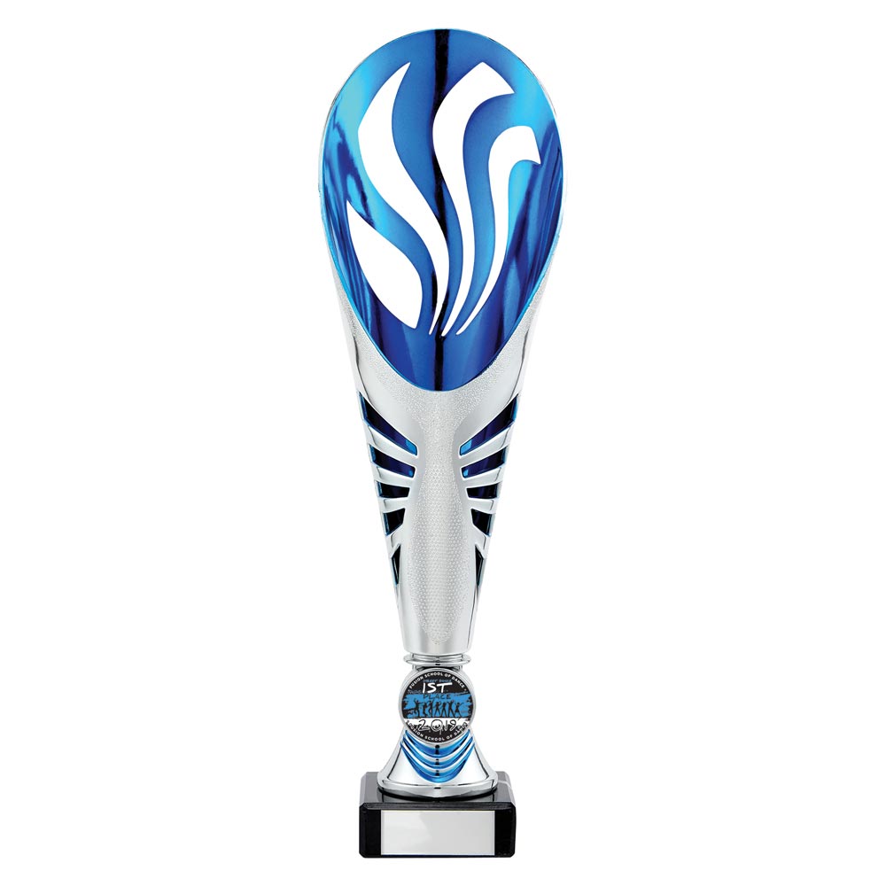 Supreme Plastic Trophy Cup - Silver & Blue