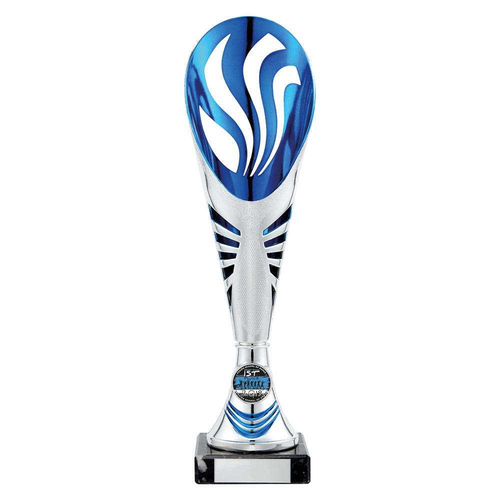 Supreme Plastic Trophy Cup - Silver & Blue