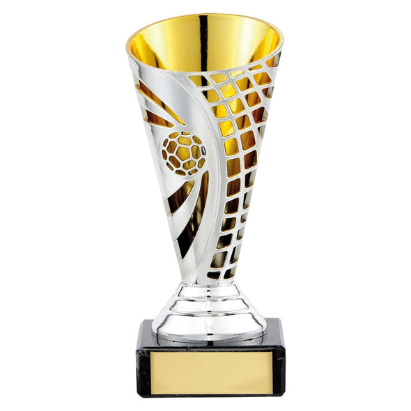 Defender Football Trophy Cup Silver & Gold 140mm