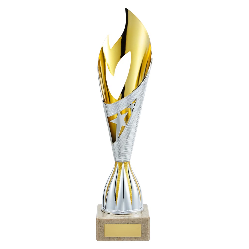 Inferno Plastic Laser Cut Trophy Cup - Silver & Gold