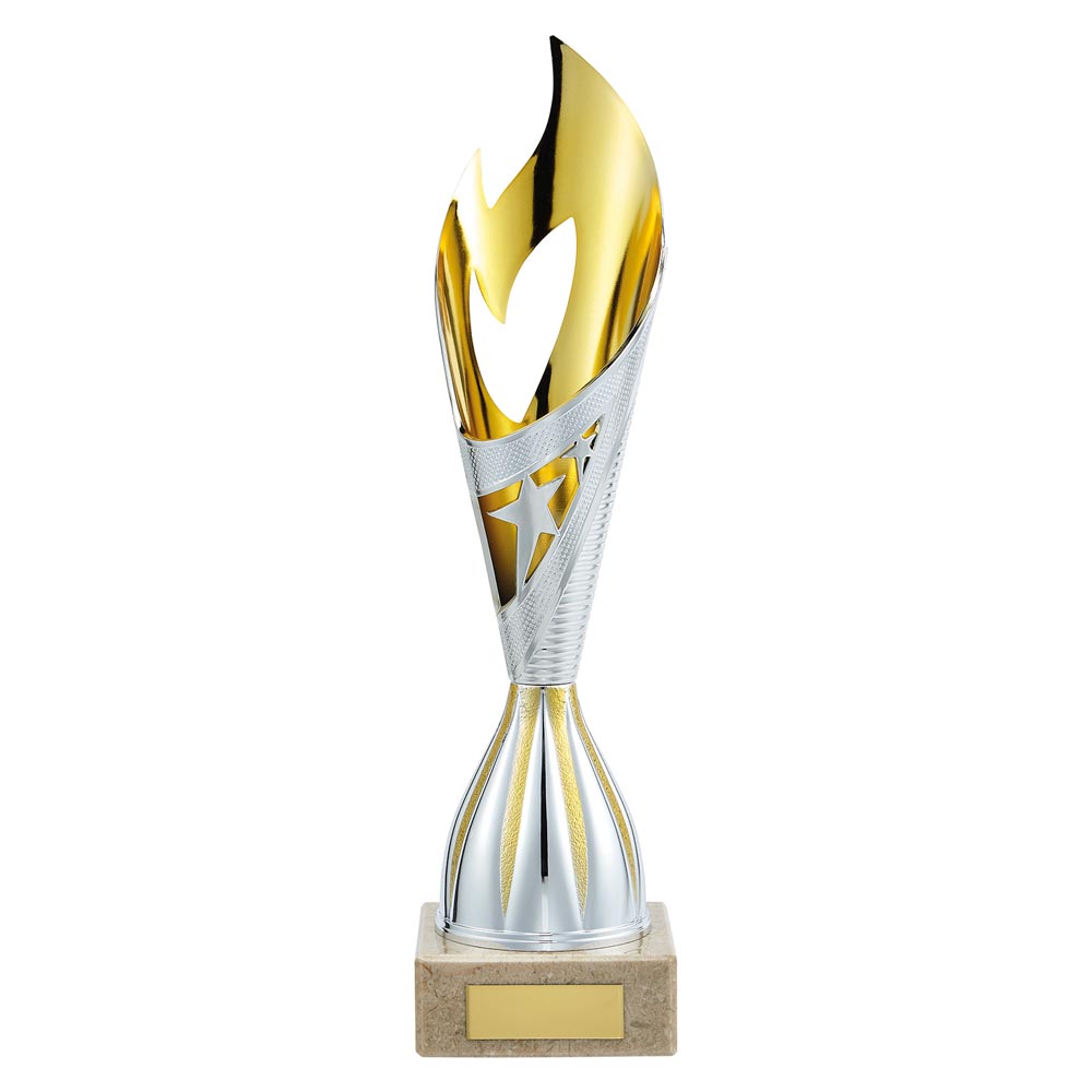 Inferno Plastic Laser Cut Trophy Cup - Silver & Gold