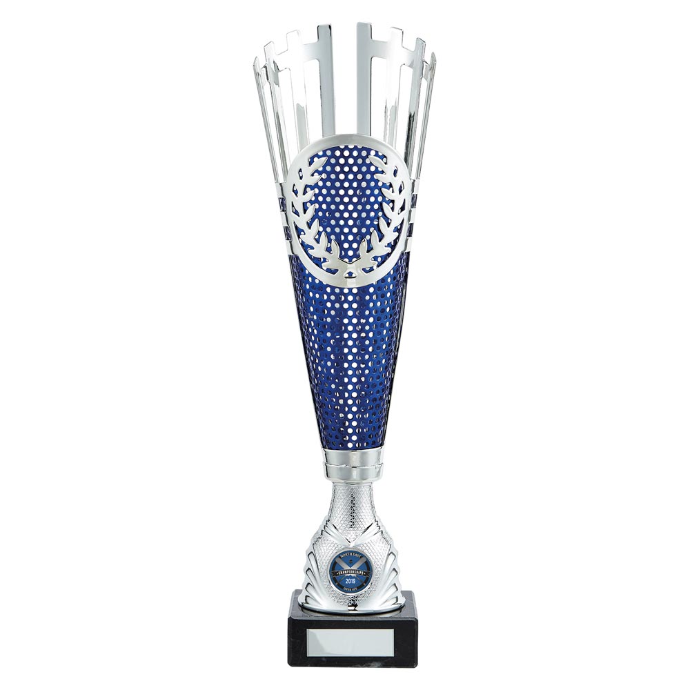 Inspire Laser Cut Trophy Cup - Silver & Blue