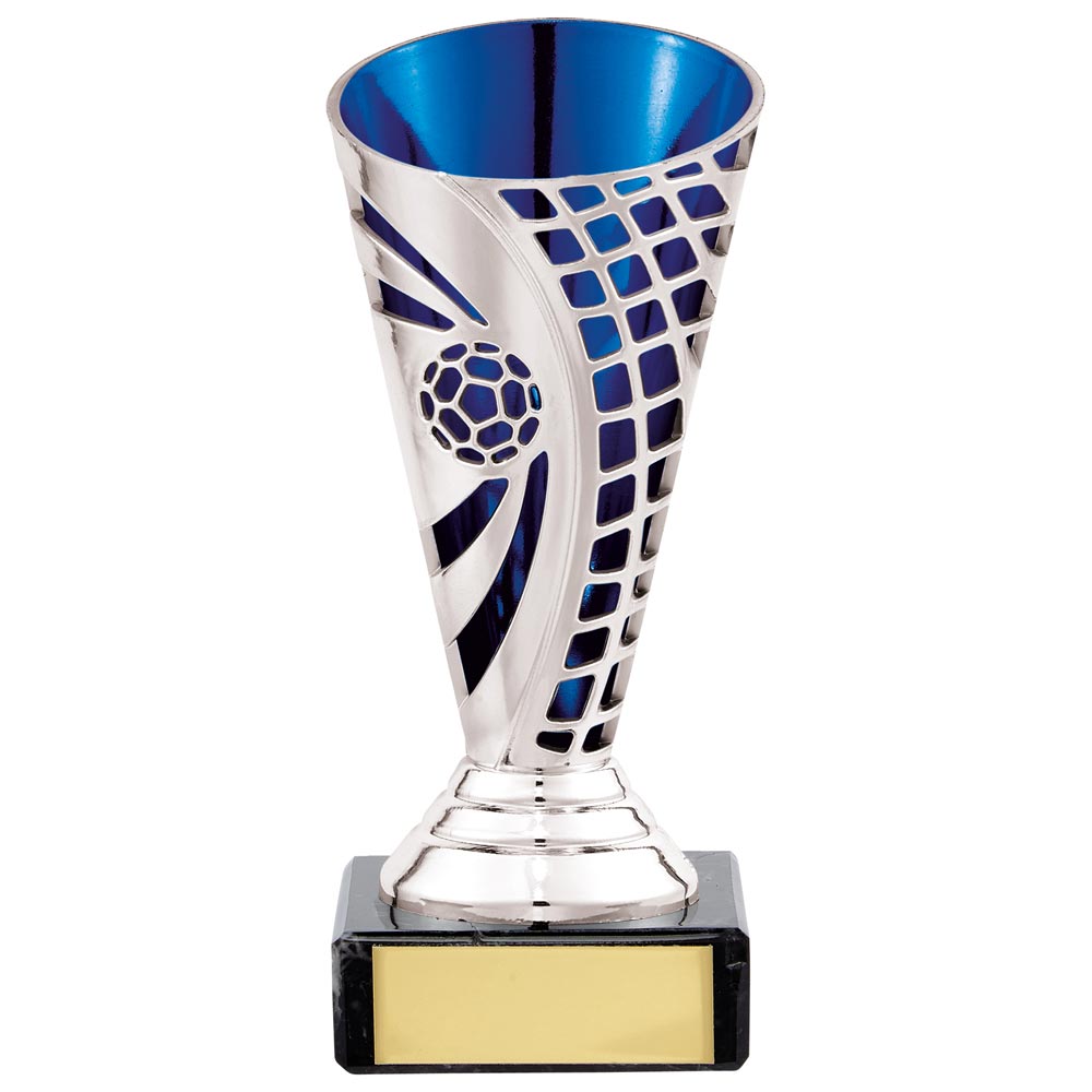 Defender Football Trophy Cup (Silver & Blue)