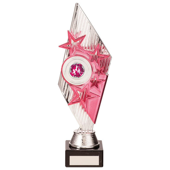 Pizzazz Plastic Trophy Silver & Pink 280mm