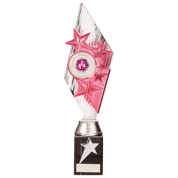 Pizzazz Plastic Trophy Silver & Pink 325mm