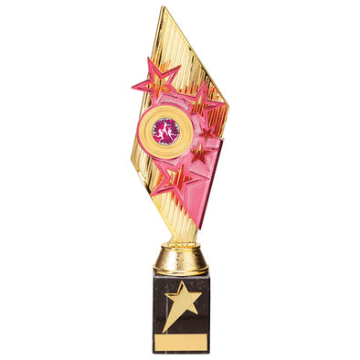 Pizzazz Plastic Trophy Gold & Pink 325mm