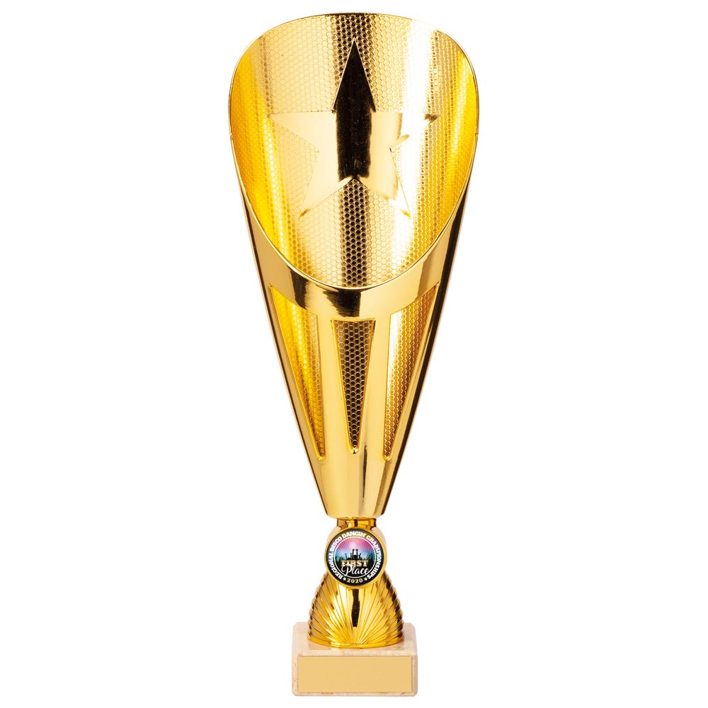 Rising Stars Plastic Laser Cut Trophy Cup - Gold