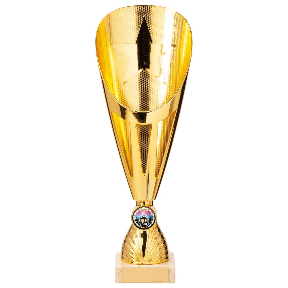 Rising Stars Plastic Laser Cut Trophy Cup - Gold