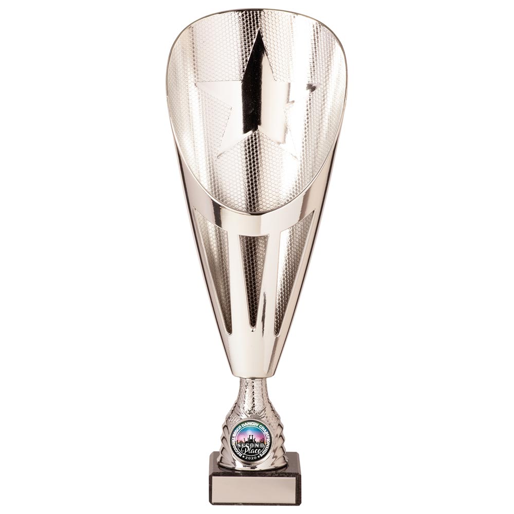 Rising Stars Plastic Laser Cut Trophy Cup - Silver