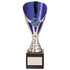 Rising Star Budget Laser Cut Plastic Trophy Cup - Silver & Blue