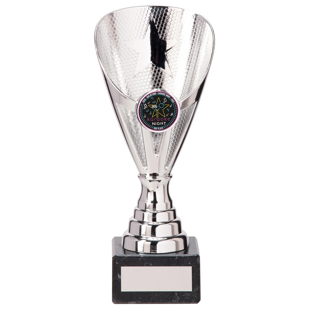Rising Star Budget Laser Cut Plastic Trophy Cup - Silver