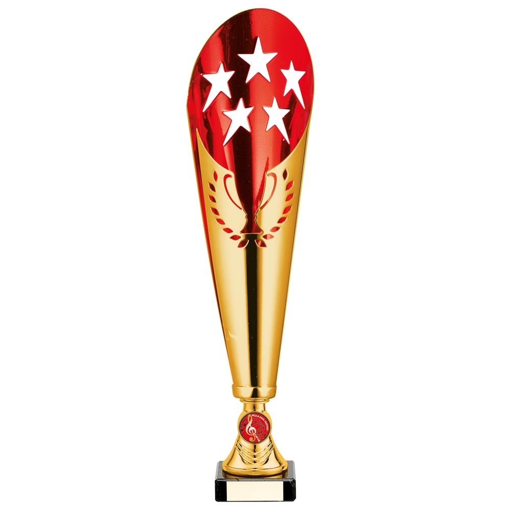 Legendary Laser Cut Metal Trophy Cup - Gold & Red