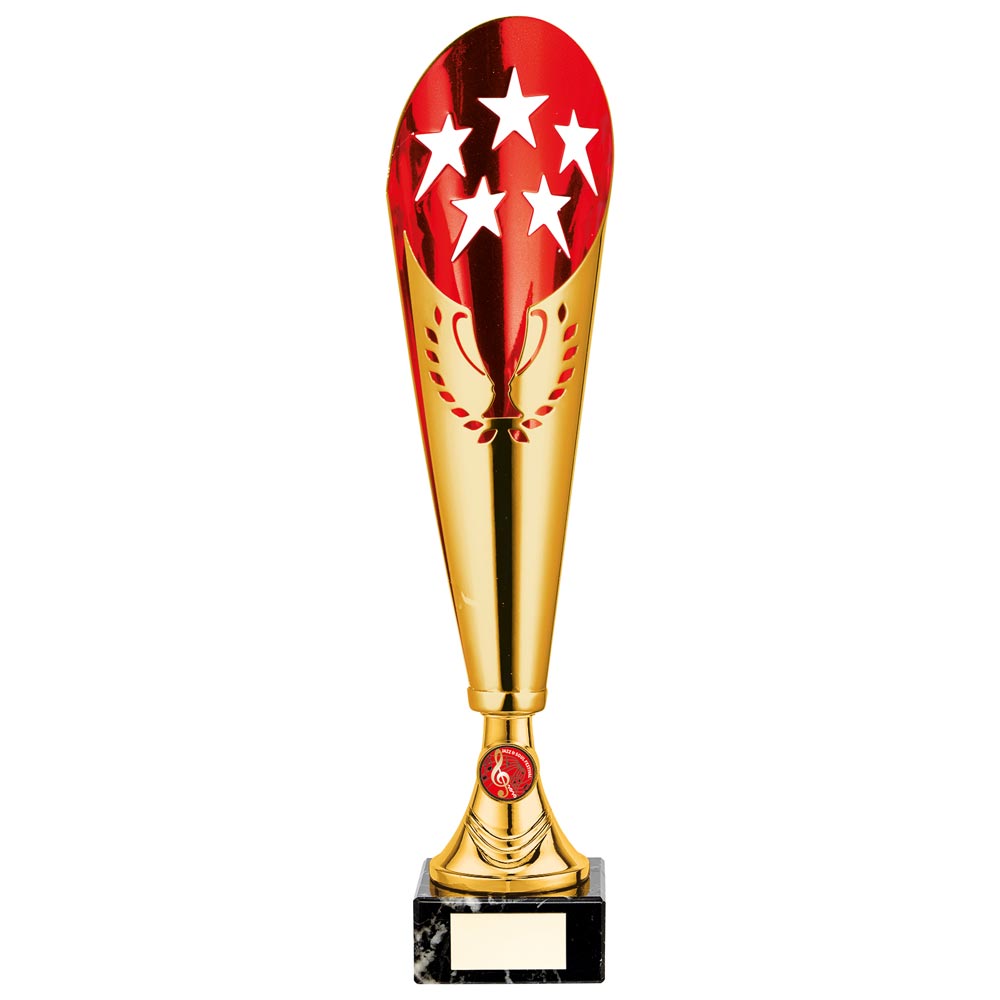 Legendary Laser Cut Metal Trophy Cup - Gold & Red