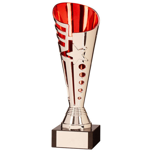 Sunfire Plastic Trophy Cup (Silver/Red)