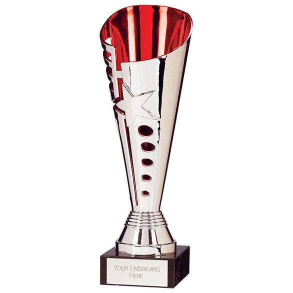 Sunfire Plastic Trophy Cup (Silver/Red)