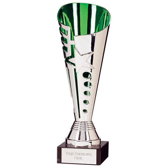 Sunfire Plastic Trophy Cup (Silver/Green)