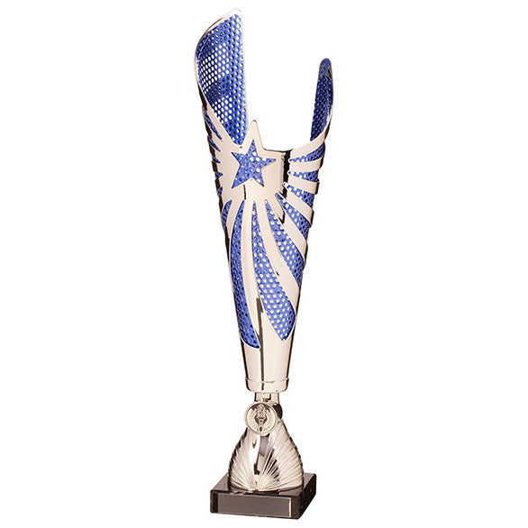 MegaStar Laser Cut Trophy Cup (Silver/Blue)