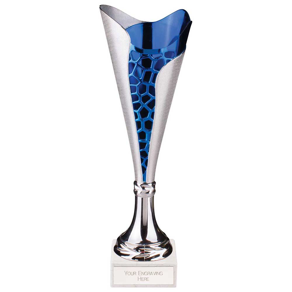 Utopia Laser Cut Trophy Cup (Silver & Blue)