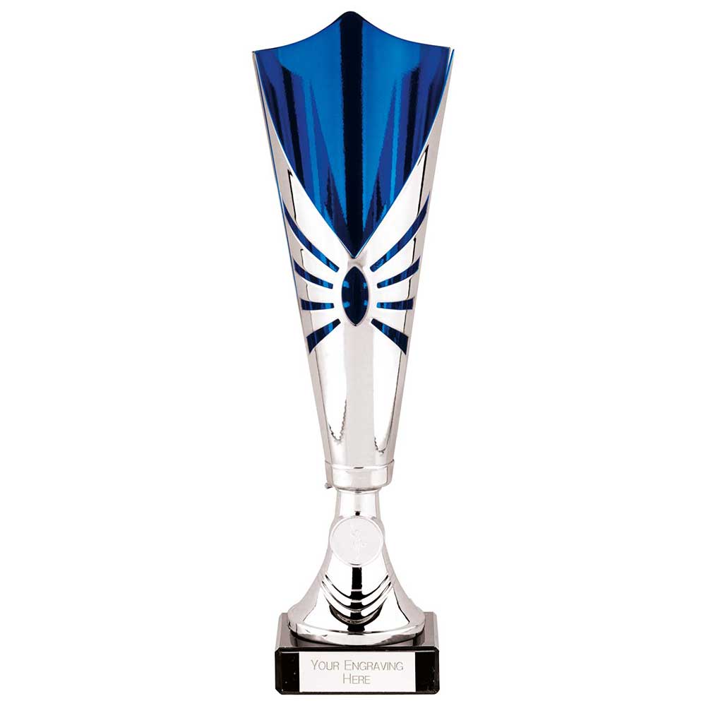 Trident Laser Cut Trophy Cup - Silver & Blue