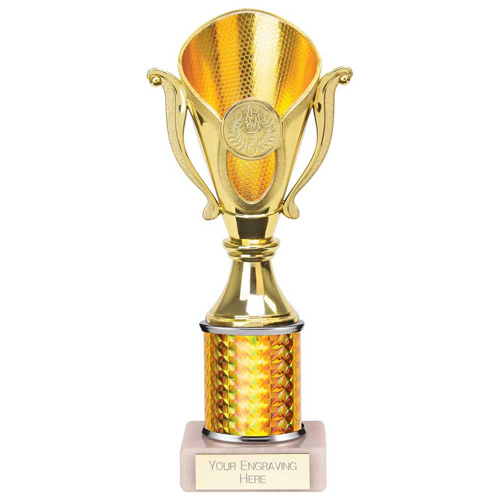 Wizard Plastic Column Trophy Cup - Gold
