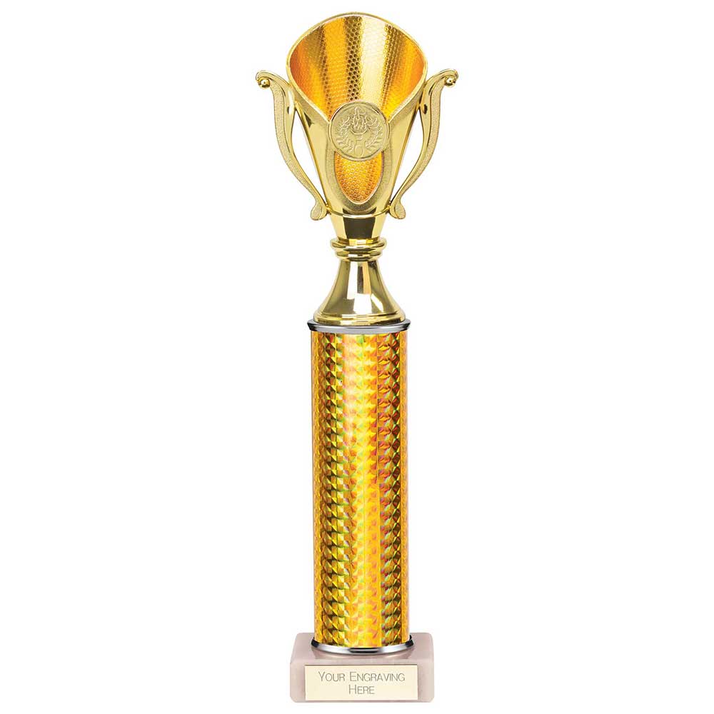 Wizard Plastic Column Trophy Cup - Gold