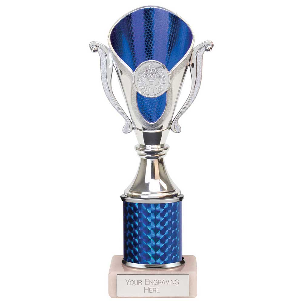 Wizard Plastic Column Trophy Cup - Blue