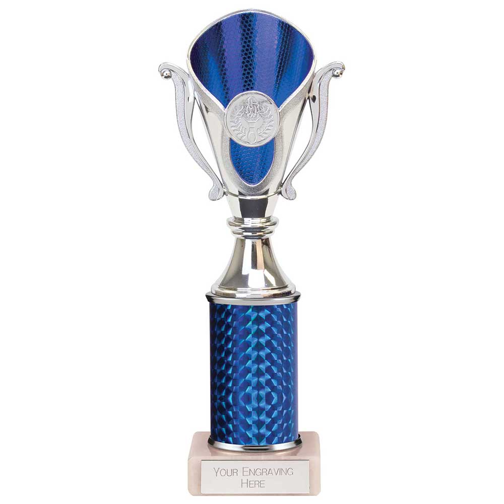 Wizard Plastic Column Trophy Cup - Blue