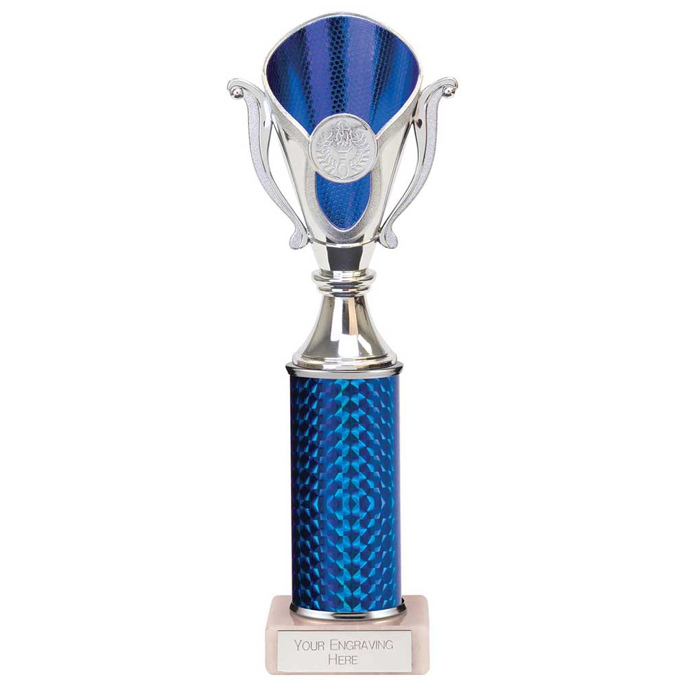 Wizard Plastic Column Trophy Cup - Blue