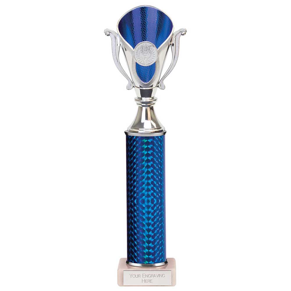 Wizard Plastic Column Trophy Cup - Blue