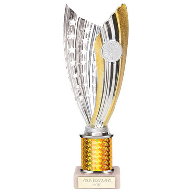 Glamstar Plastic Trophy Cup on Tube - Gold (265mm Height)