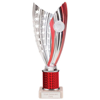 Glamstar Plastic Trophy Cup on Tube - Red (265mm Height)