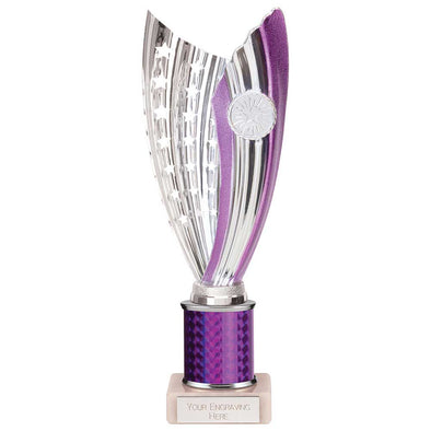 Glamstar Plastic Trophy Cup on Tube - Purple (265mm Height)