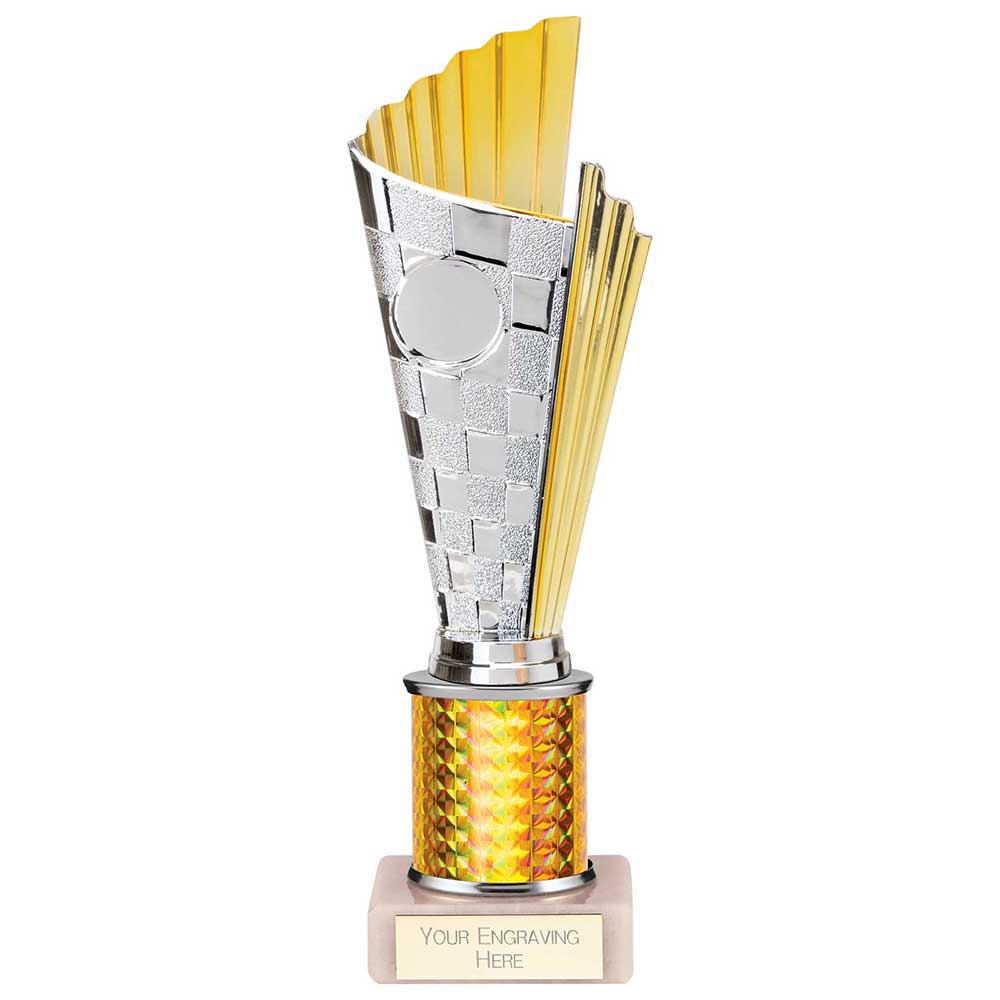 Flash Plastic Chequered Trophy - Gold